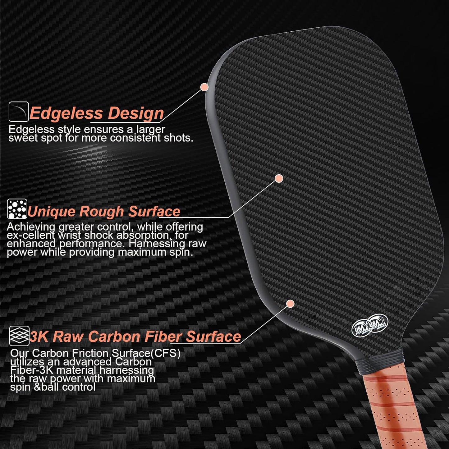 Liberel 3K Carbon Fiber Pickle Paddle
